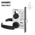 Sargent 8200 Series Mortise Lock Mechanical Privacy Bedroom or Bath LN Trim L Rose Black Suede Powder Coat SRG-8265-LNL-BSP